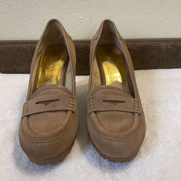 Michael Kors MK Women's Leather High Heel Loafer Pump Wedges Size 7 - Picture 13 of 13